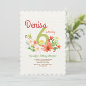 Coral Daisies Uitnodiging (Staand voorkant)