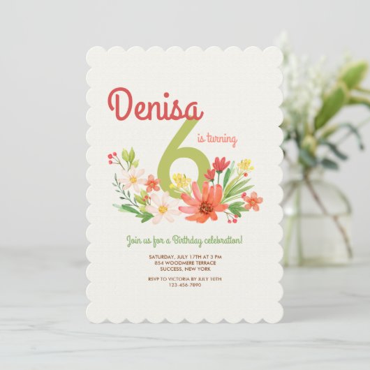 Coral Daisies Uitnodiging (Staand voorkant)