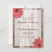 Coral Daisy Barn Wood Save the Date Aankondiging (Voorkant)