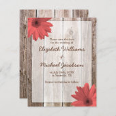 Coral Daisy Barn Wood Save the Date Aankondiging (Voorkant / Achterkant)