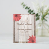 Coral Daisy Barn Wood Save the Date Aankondiging (Staand voorkant)