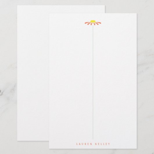 Coral Daisy Briefpapier (Voorkant / Achterkant)