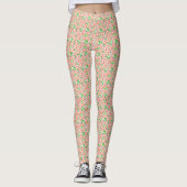 Coral Daisy Flower Pattern Leggings (Voorkant)