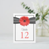Coral Daisy Grey Ribbon Tafelnummer Kaart (Staand voorkant)