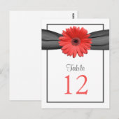 Coral Daisy Grey Ribbon Tafelnummer Kaart (Voorkant / Achterkant)