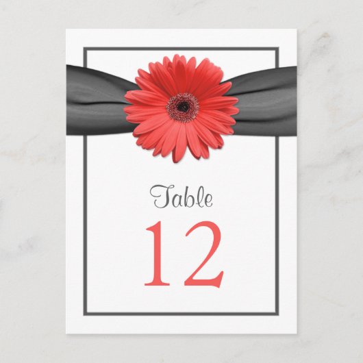 Coral Daisy Grey Ribbon Tafelnummer Kaart (Voorkant)