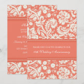 Coral Damask 10e verlichtingspartij uitnodiging (Voorkant / Achterkant)