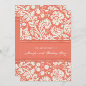 Coral Damask 60e Birthday Party Kaart (Voorkant / Achterkant)