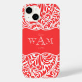 Coral Damask Custom Monogrammen Monogrammen Hoesje (Achterkant)