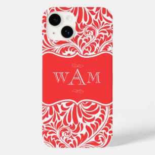Coral Damask Custom Monogrammen Monogrammen Hoesje