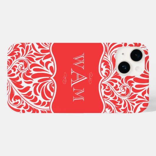 Coral Damask Custom Monogrammen Monogrammen Hoesje (Achterkant (horizontaal))