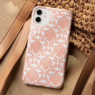 Coral Damask Patroon iPhone 15 Pro Max Hoesje