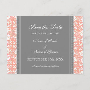 Coral Damask Save the Date Wedding Briefkaarten