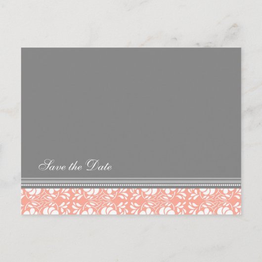 Coral Damask Save the Date Wedding Briefkaarten (Achterkant)