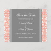 Coral Damask Save the Date Wedding Briefkaarten (Voorkant)