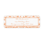 Coral Damask Swirl Dot Address Label (Voorkant)
