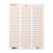 Coral Damask Swirl Dot Address Label (Full Sheet)