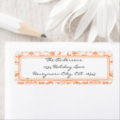 Coral Damask Swirl Dot Address Label (Insitu)