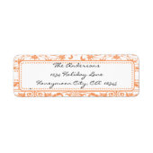 Coral Damask Swirl Dot Address Label (Voorkant)