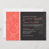 Coral Damask Wedding Invitations Kaart (Voorkant)