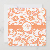 Coral Damask Wedding Uitnodiging (Achterkant)