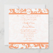 Coral Damask Wedding Uitnodiging (Voorkant)