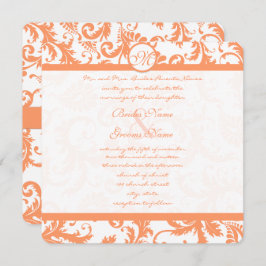 Coral Damask Wedding Uitnodiging
