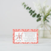 Coral Damask Wedding Wishing Well Kaarten 2 (Staand voorkant)