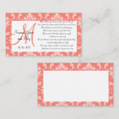 Coral Damask Wedding Wishing Well Kaarten 2 (Voorkant / Achterkant)