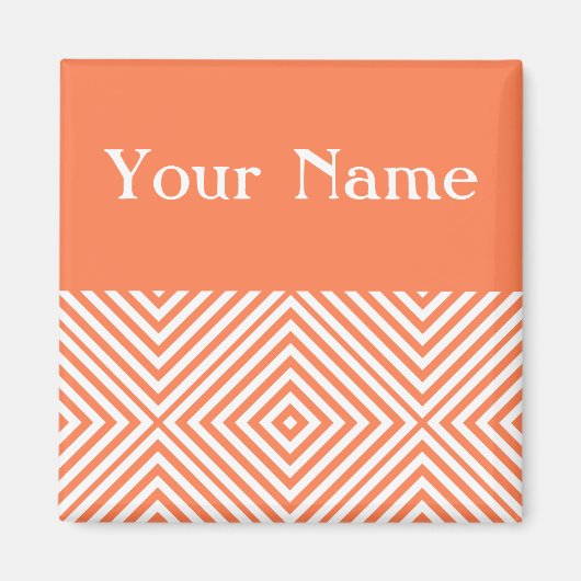 Coral Diamond Chevron met naam Magneet (Voorkant)