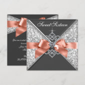 Coral Diamond Sweet 16 verjaardagsfeestuitnodiging Kaart (Voorkant / Achterkant)