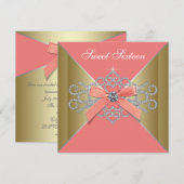 Coral Diamonds Coral Goud Sweet 16 Verjaardagsfees Kaart (Voorkant / Achterkant)