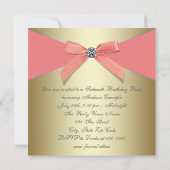 Coral Diamonds Coral Goud Sweet 16 Verjaardagsfees Kaart (Achterkant)