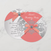 Coral Diamonds Coral verjaardagsfeestje Kaart (Voorkant / Achterkant)