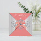 Coral Diamonds en Coral verjaardagsfeestje Kaart (Staand voorkant)
