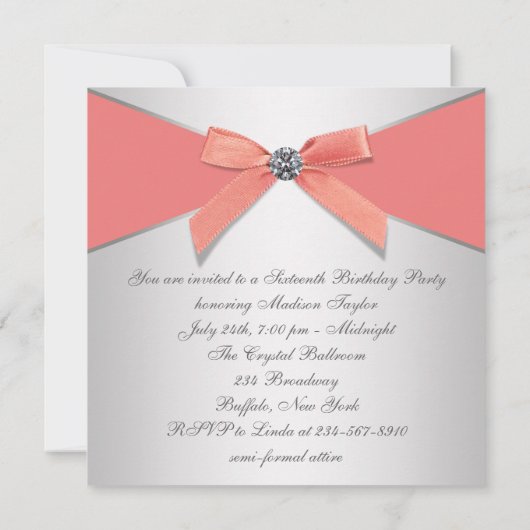 Coral Diamonds en Coral verjaardagsfeestje Kaart (Achterkant)