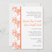 Coral Double Hearts Swirls Wedding Invitting Kaart (Voorkant)