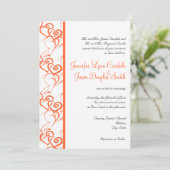 Coral Double Hearts Swirls Wedding Invitting Kaart (Staand voorkant)