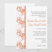 Coral Double Hearts Swirls Wedding Invitting Kaart (Voorkant / Achterkant)