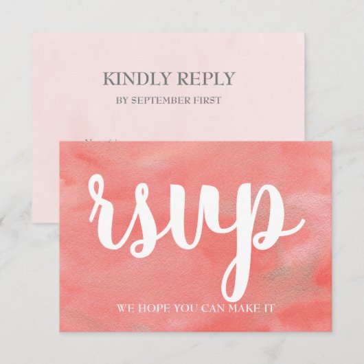 Coral Dreams Waterverf Wedding RSVP-kaart Kaart (Voorkant / Achterkant)