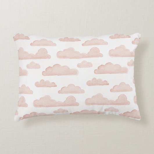 Coral Dreamtime Waterverf Clouds Accent Pillow Kussen (Voorkant)