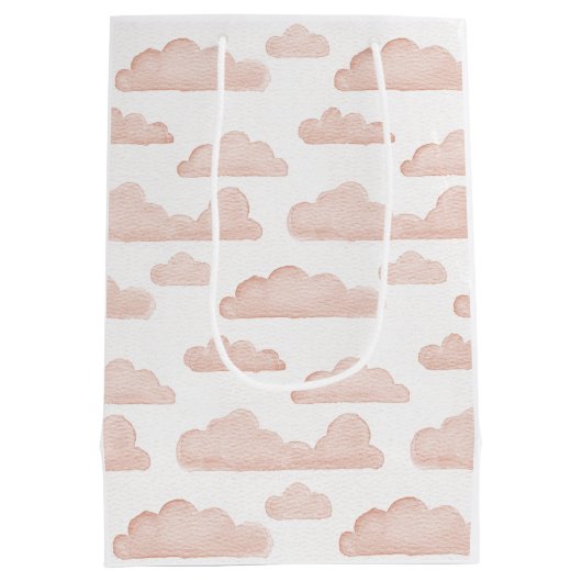Coral Dreamtime Waterverf Clouds Gift Bag Medium Cadeauzakje (Achterkant)