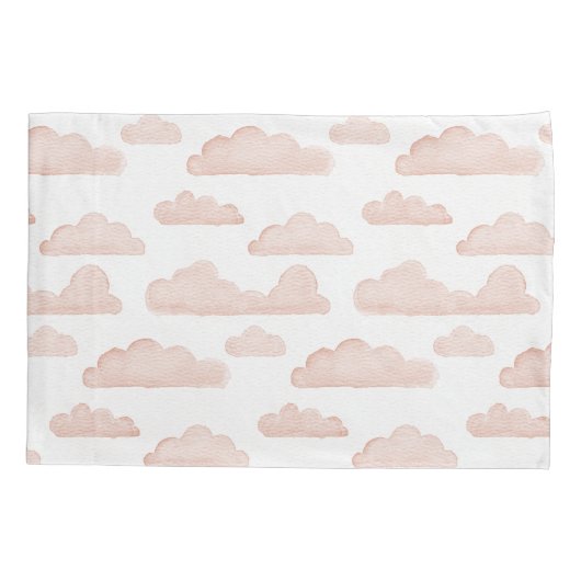 Coral Dreamtime Waterverf Clouds Kussensloop (Achterkant-Links)