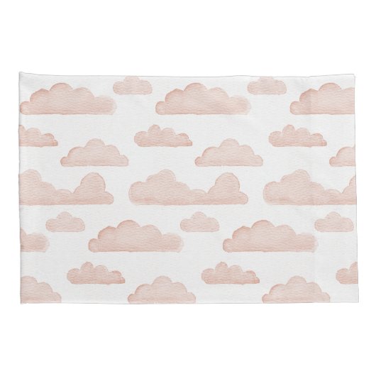 Coral Dreamtime Waterverf Clouds Kussensloop (Achterkant-Rechts)