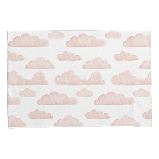 Coral Dreamtime Waterverf Clouds Kussensloop (Voorkant-Rechts)