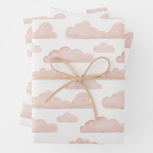 Coral Dreamtime Waterverf Clouds Wrapping Paper (In situ)