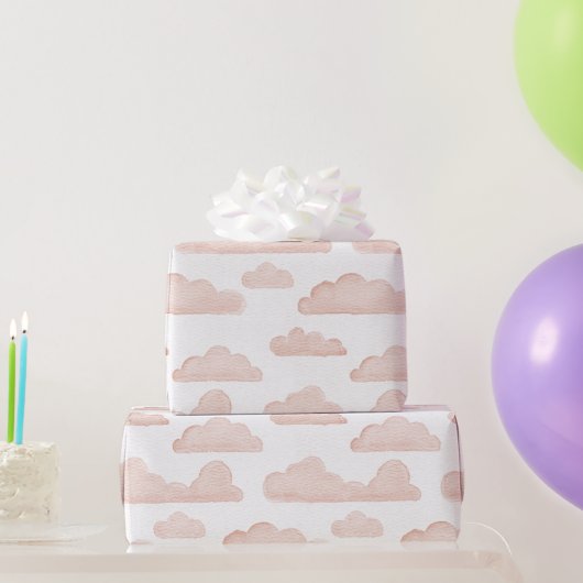 Coral Dreamtime Waterverf Clouds Wrapping Paper Cadeaupapier (Feestgeschenken)