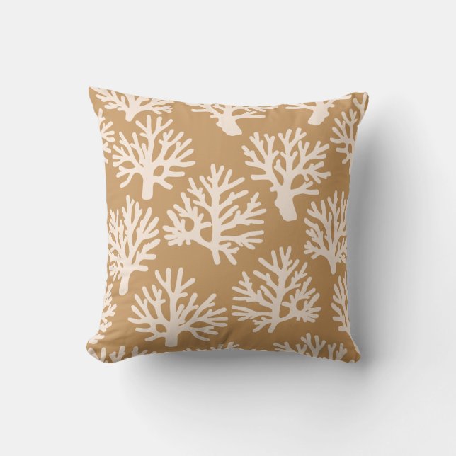 Coral Drift Brown Cream Kussen (Voorkant)