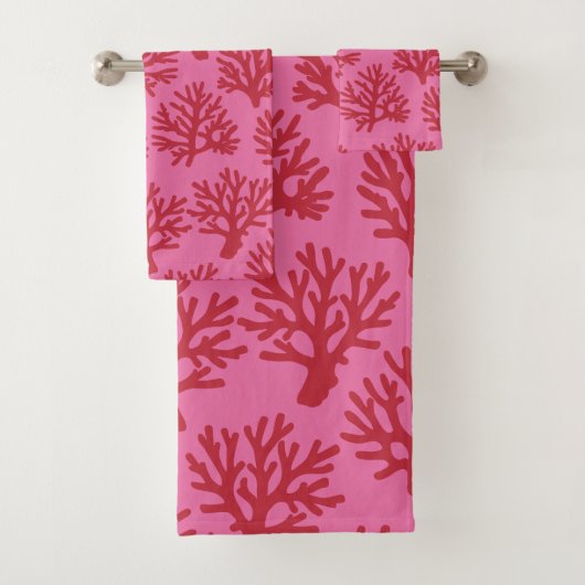 Coral Drift Red Pink Bad Handdoek (Insitu)