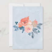 Coral Dusty Blue Gold Peony Rehearsal Dinner Kaart (Achterkant)
